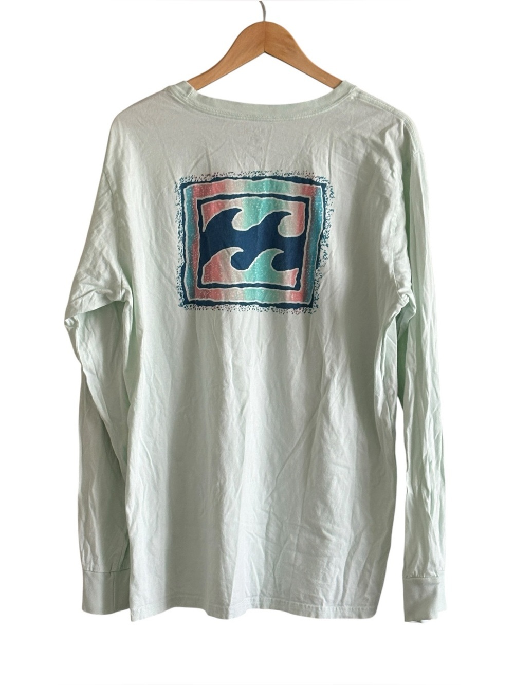 Billabong Mens Long Sleeve Tee Shirt Size XXL Green Crayon Wave